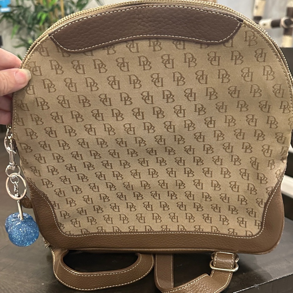 Dooney & Bourke #152 Tan & Brown Monogram Backpack
